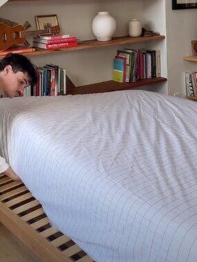 Brooklinen Windowpane Grid Flat Sheet Cotton